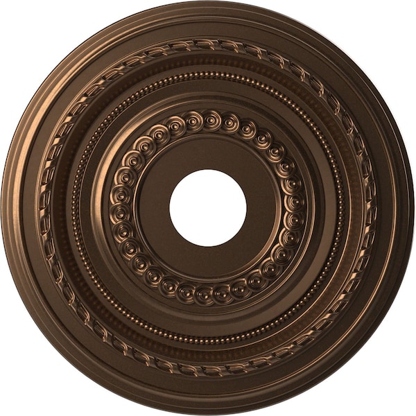 Ekena Millwork Cole PVC Ceiling Medallion (Canopies up to 5 1/8"), 19"OD x 3 1/2"ID x 1"P, Metallic Antique Brass CMP19COCAB - main